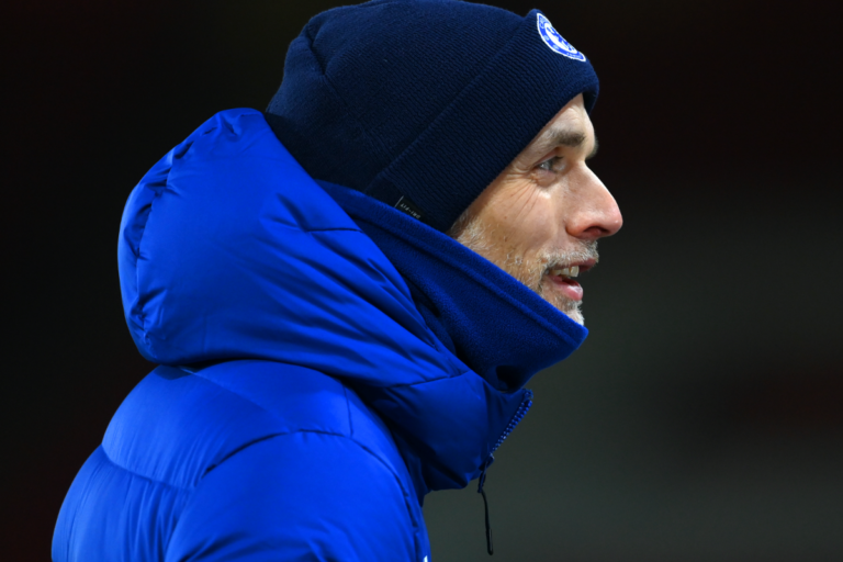 SHEFFIELD, ENGLAND - FEBRUARY 07: Thomas Tuchel, Manager of Chelsea looks on following the Premier League match between Sheffield United and Chelsea at Bramall Lane on February 07, 2021 in Sheffield, England. PHOTO BY CLIVE MASON/GETTY IMAGES.