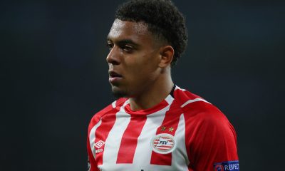 EINDHOVEN, NETHERLANDS - OCTOBER 24: Donyell Malen of PSV Eindhoven during the Group B match of the UEFA Champions League between PSV and Tottenham Hotspur at Philips Stadion on October 24, 2018 in Eindhoven, Netherlands.