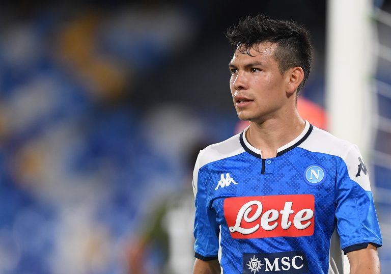 NAPLES, ITALY - SEPTEMBER 25: Hirving Lozano of SSC Napoli during the Serie A match between SSC Napoli and Cagliari Calcio at Stadio San Paolo on September 25, 2019 in Naples, Italy.