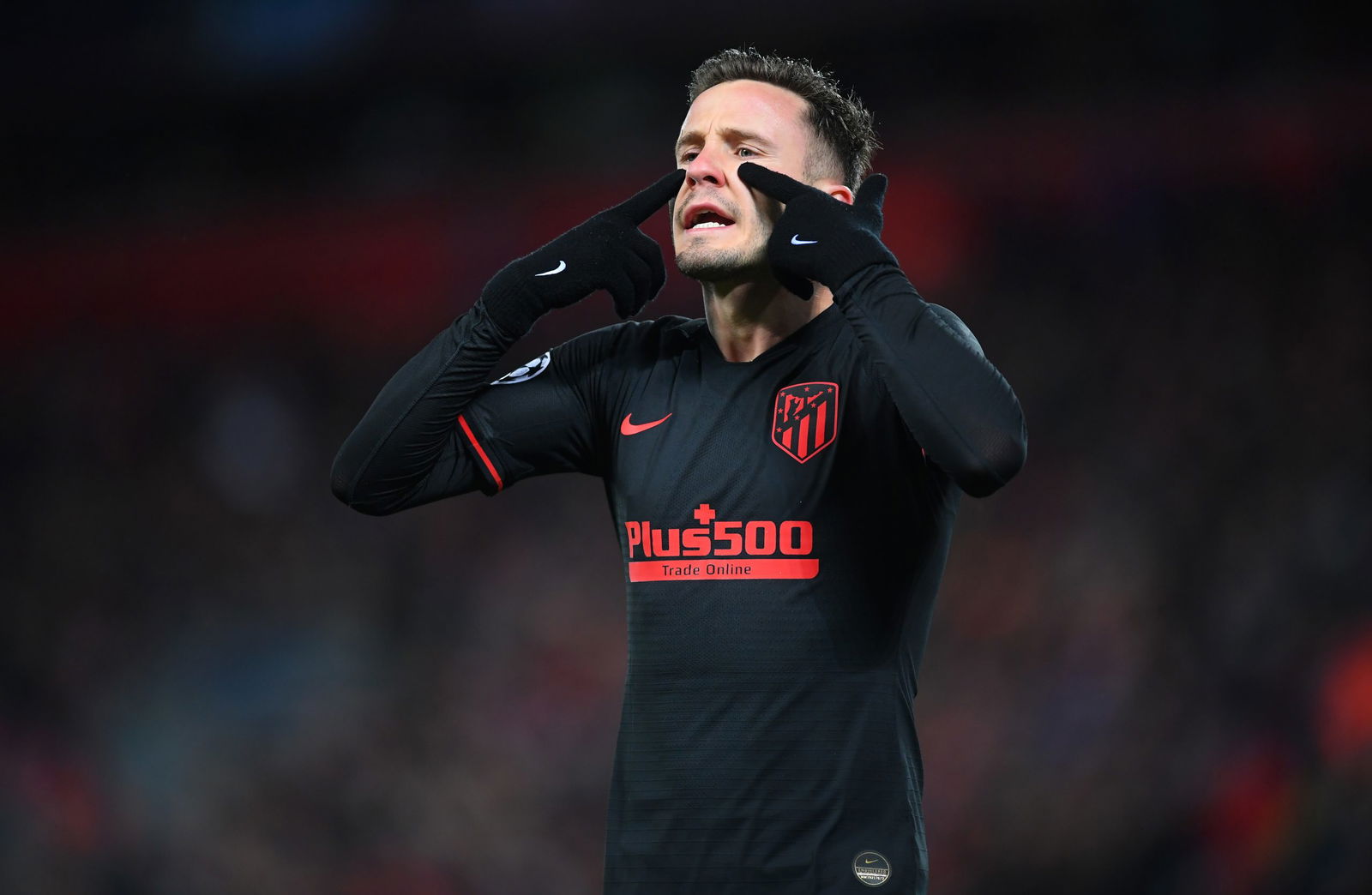 LIVERPOOL, ENGLAND - MARCH 11: Saul Niguez of Atletico Madrid reacts during the UEFA Champions League round of 16 second leg match between Liverpool FC and Atletico Madrid at Anfield on March 11, 2020 in Liverpool, United Kingdom