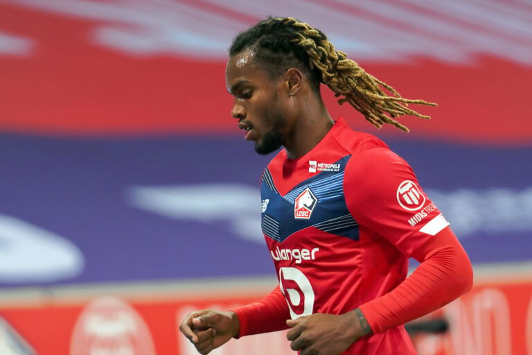 LILLE, FRANCE - OCTOBER 18: Renato Sanches of Lille OSC during the Ligue 1 match between Lille OSC and RC Lens at Stade Pierre Mauroy on October 18, 2020 in Lille, France.