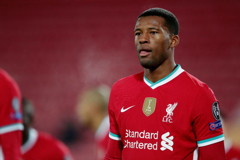 LIVERPOOL, UNITED KINGDOM - DECEMBER 1: Georginio Wijnaldum of Liverpool during the UEFA Champions League match between Liverpool v Ajax at the Anfield on December 1, 2020 in Liverpool United Kingdom.