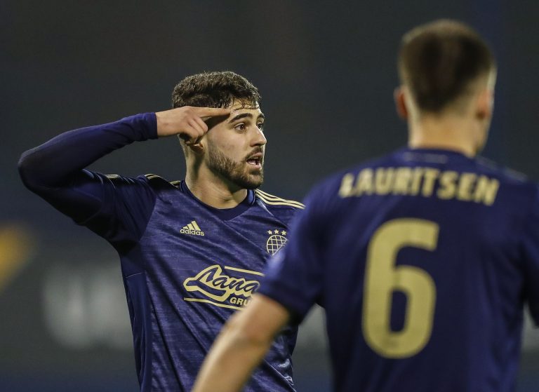ZAGREB, CROATIA - FEBRUARY 25: Josko Gvardiol of Dinamo Zagreb during the UEFA Europa League Round of 32 match between Dinamo Zagreb and FK Krasnodar at on February 25, 2021 in Zagreb, Croatia.