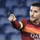 Roma's Italian midfielder Lorenzo Pellegrini celebrates after opening the scoring during the UEFA Europa League round of 16, first leg football match AS Roma vs Shakhtar Donetsk on March 11, 2021 at the Olympic stadium in Rome.