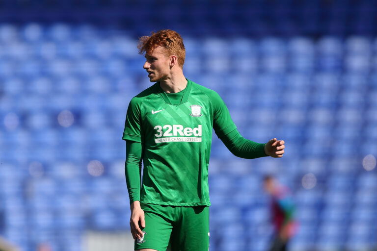BIRMINGHAM, ENGLAND - APRIL 24: Sepp van den Berg of Preston North End during the Sky Bet Championship match between Coventry City and Preston North End at St Andrew's Trillion Trophy Stadium on April 24, 2021 in Birmingham, England.