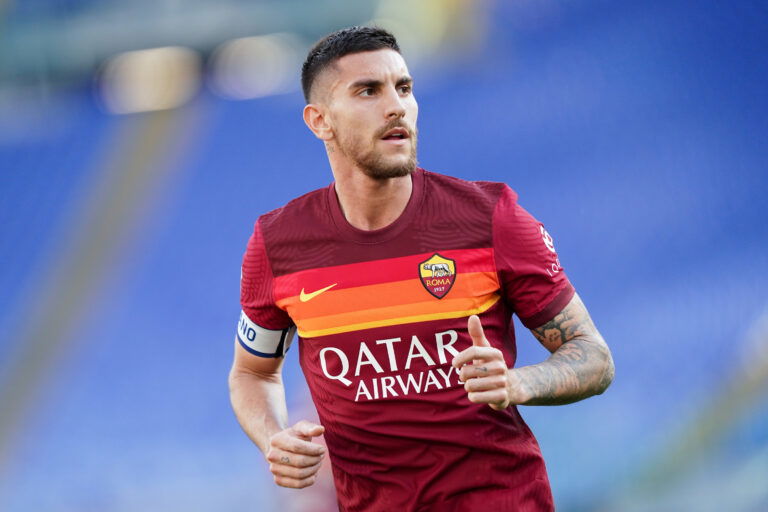 Lorenzo Pellegrini of AS Roma looks on during the Serie A match between AS Roma and FC Crotone at Stadio Olimpico, Rome, Italy on 9 May 2021.