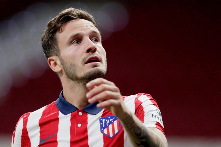 MADRID, SPAIN - MAY 12: Saul Niguez of Atletico Madrid during the La Liga Santander match between Atletico Madrid v Real Sociedad at the Estadio Wanda Metropolitano on May 12, 2021 in Madrid Spain.