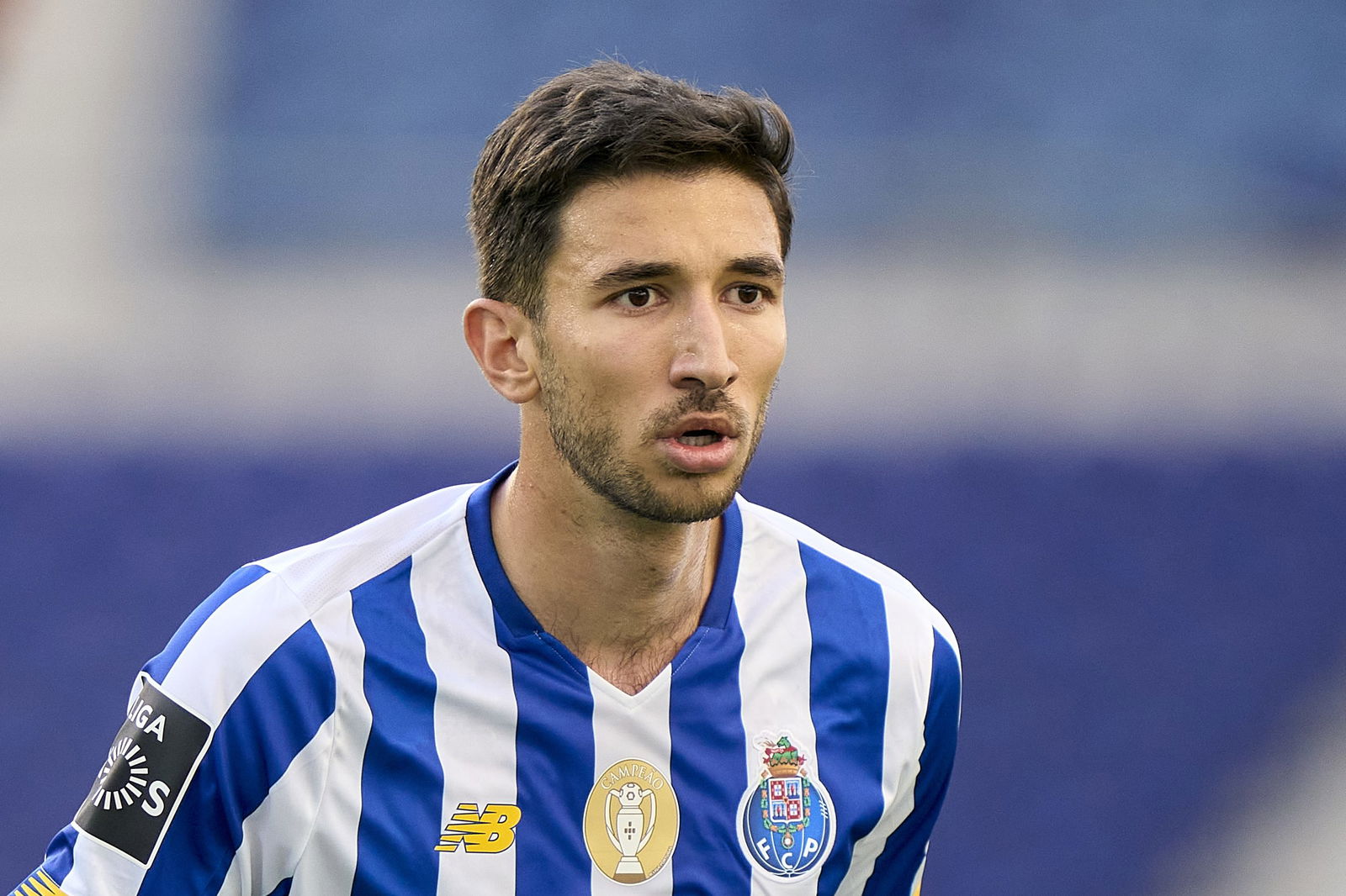 PORTO, PORTUGAL - MAY 19: Marko Grujic of FC Porto looks on during the Liga NOS match between FC Porto and Belenenses SAD at Estadio do Dragao on May 19, 2021 in Porto, Portugal.