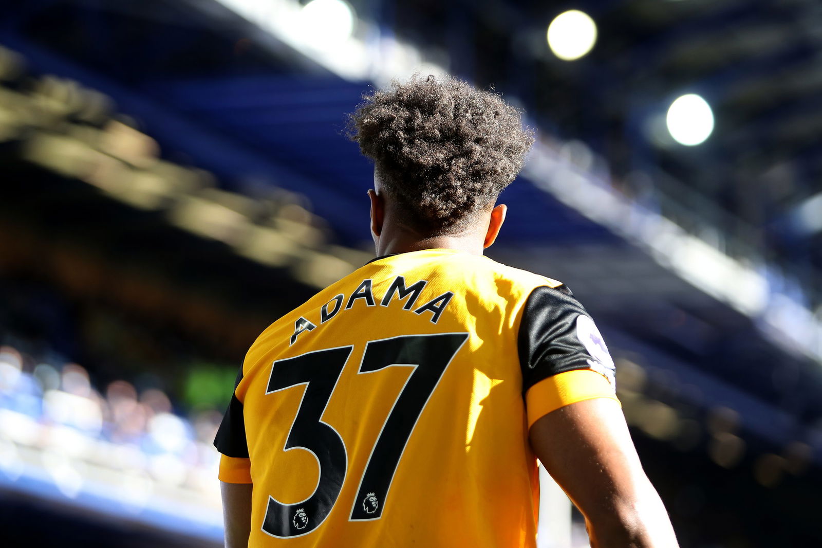 LIVERPOOL, ENGLAND - MAY 19: Adama Traore of Wolverhampton Wanderers looks on during the Premier League match between Everton and Wolverhampton Wanderers at Goodison Park on May 19, 2021 in Liverpool, England. A limited number of fans will be allowed into Premier League stadiums as coronavirus restrictions begin to ease in the UK. (Photo by Jack Thomas - WWFC/Wolves via Getty Images)