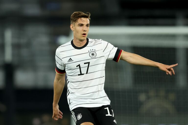 INNSBRUCK, AUSTRIA - JUNE 02: Florian Neuhaus of Germany reacts during the international friendly match between Germany and Denmark at Tivoli Stadion on June 02, 2021 in Innsbruck, Austria.