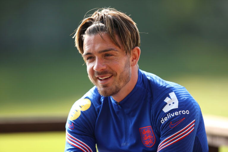 MIDDLESBROUGH, ENGLAND - JUNE 03: Jack Grealish of England looks on during a interview on June 03, 2021 in Middlesbrough, England.
