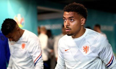 AMSTERDAM, NETHERLANDS - JUNE 21: Donyell Malen of Netherlands looks on as he walks out to warm up prior to the UEFA Euro 2020 Championship Group C match between North Macedonia and The Netherlands at Johan Cruijff Arena on June 21, 2021 in Amsterdam, Netherlands.