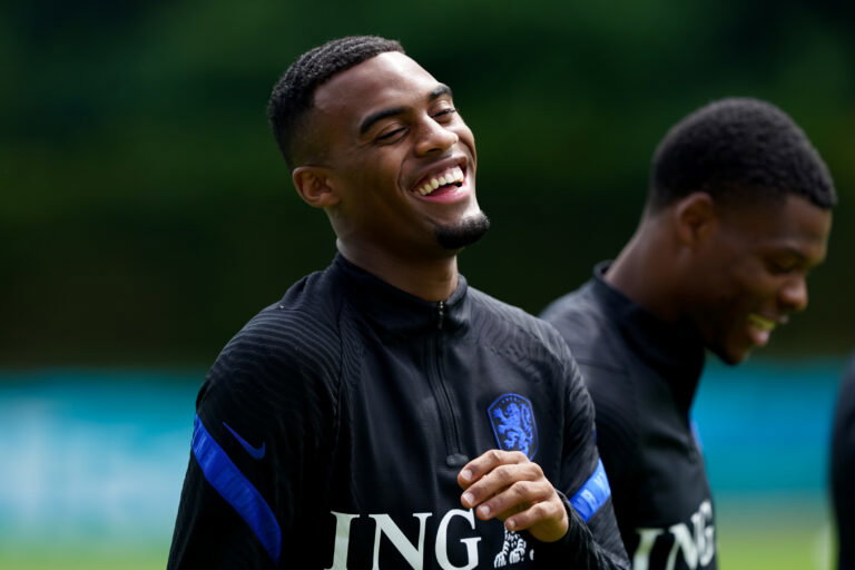 ZEIST, NETHERLANDS - JUNE 22: Ryan Gravenberch of the Netherlands during a Training Session of the Netherlands at the KNVB Campus on June 22, 2021 in Zeist, Netherlands.