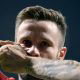 Atletico Madrid's Spanish midfielder Saul Niguez celebrates a goal during the UEFA Champions League group A football match between Club Atletico de Madrid and Borussia Dortmund at the Wanda Metropolitan stadium in Madrid on November 6, 2018. (Photo by OSCAR DEL POZO / AFP) (Photo credit should read OSCAR DEL POZO/AFP via Getty Images)