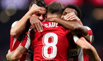 MADRID, SPAIN - OCTOBER 26: Saul Niguez of Club Atletico de Madrid celebrates after scoring his team's first goal battle for the ball with Athletic Club during the Liga match between Club Atletico de Madrid and Athletic Club at Wanda Metropolitano on October 26, 2019 in Madrid, Spain. (Photo by Quality Sport Images/Getty Images)