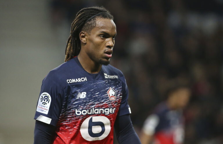 LILLE, FRANCE - FEBRUARY 4: Renato Sanches of Lille during the Ligue 1 match between Lille OSC (LOSC) and Stade Rennais (Rennes) at Stade Pierre Mauroy on February 4, 2020 in Villeneuve d'Ascq near Lille, France.