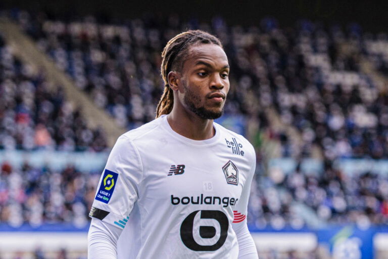 STRASBOURG, FRANCE - OCTOBER 04: Renato Sanches of Lille walks in the field during the Ligue 1 match between RC Strasbourg and Lille OSC at Stade de la Meinau on October 4, 2020 in Strasbourg, France. (Photo by Marcio Machado/Eurasia Sport Images/Getty Images)