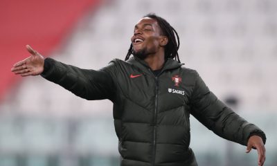 TURIN, ITALY - MARCH 24: Renato Sanches of Portugal reacts as he warms up during the half time interval of the FIFA World Cup 2022 Qatar qualifying match between Portugal and Azerbaijan at Allianz Stadium on March 24, 2021 in Turin, Italy.