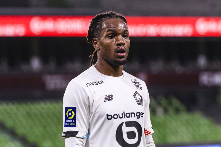 METZ, FRANCE - APRIL 09: Renato Sanches of Lille walks in the field during the Ligue 1 match between FC Metz and Lille OSC at Stade Saint-Symphorien on April 9, 2021 in Metz, France.