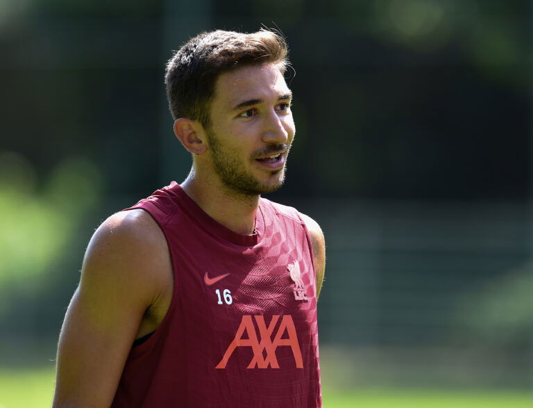 UNSPECIFIED, AUSTRIA - JULY 12:Marko Grujic of Liverpool lduring a training session on July 12, 2021 in UNSPECIFIED, Austria.