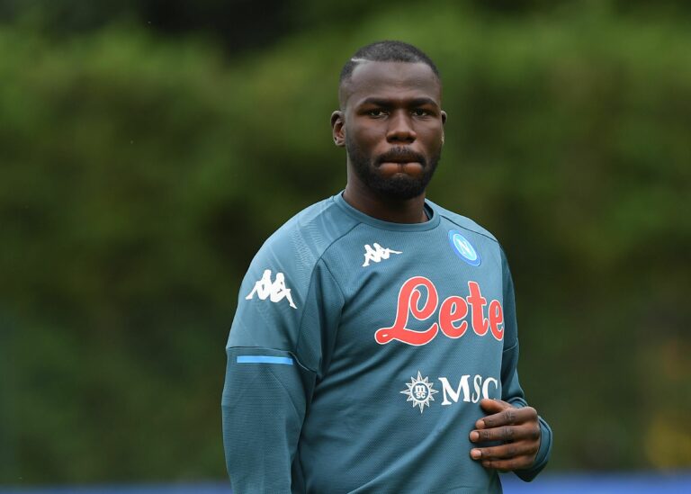 DIMARO, ITALY - JULY 16: Kalidou Koulibaly of Napoli during an SSC Napoli training session on July 16, 2021 in Dimaro, Italy.