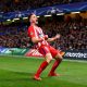 LONDON, ENGLAND - DECEMBER 05: Saul Niguez of Atletico Madrid celebrates after scoring his sides first goal during the UEFA Champions League group C match between Chelsea FC and Atletico Madrid at Stamford Bridge on December 5, 2017 in London, United Kingdom.