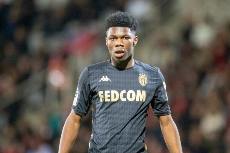NIMES, FRANCE - February 01: Aurelien Tchouameni #24 of Monaco during the Nimes V Monaco, French Ligue 1, regular season match at Stade des Costieres on February 1st 2020, Nimes, France (Photo by Tim Clayton/Corbis via Getty Images)