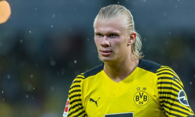 ALTACH, AUSTRIA - JULY 30: (BILD ZEITUNG OUT) Erling Haaland of Borussia Dortmund Looks on during the Preseason Friendly Match between Borussia Dortmund and FC Bologna at CASHPOINT Arena on July 30, 2021 in Altach, Austria. (Photo by Harry Langer/DeFodi Images via Getty Images)