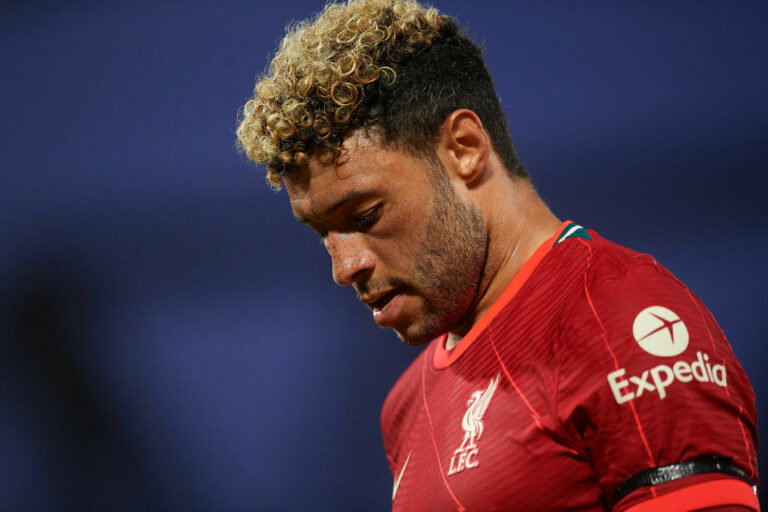 Alex Oxlade-Chamberlain of Liverpool during the pre-season friendly match between Liverpool FC and CA Osasuna at Anfield on August 9, 2021 in Liverpool, England. (Photo by Jose Breton/Pics Action/NurPhoto via Getty Images)