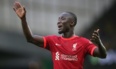 NORWICH, ENGLAND - AUGUST 14: Naby Keita of Liverpool during the Premier League match between Norwich City and Liverpool at Carrow Road on August 14, 2021 in Norwich, England. (Photo by Mark Leech/Offside/Offside via Getty Images)