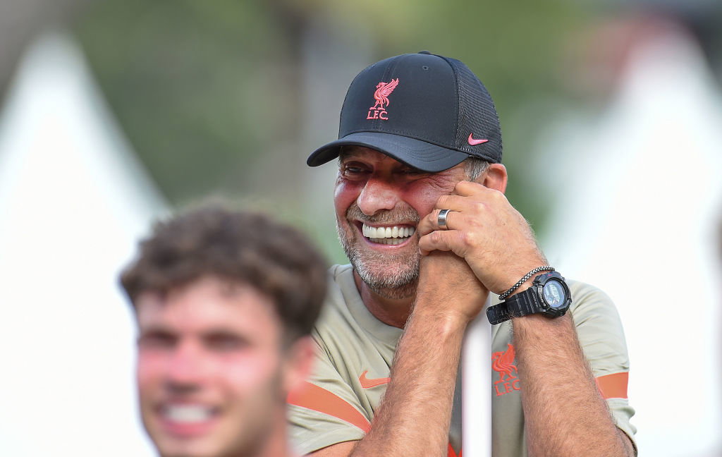 UNSPECIFIED, AUSTRIA - JULY 26: (THE SUN OUT. THE SUN ON SUNDAY OUT) Jurgen Klopp manager of Liverpool during a training session on July 26, 2021 in UNSPECIFIED, Austria. (Photo by John Powell/Liverpool FC via Getty Images)
