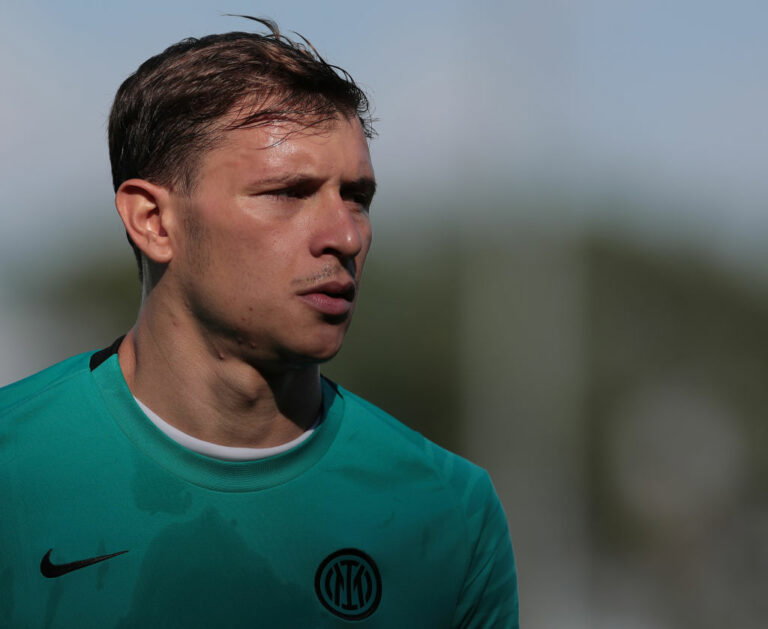 COMO, ITALY - AUGUST 02: Nicolo Barella of FC Internazionale trains during the FC Internazionale training session at the club's training ground Suning Training Center in memory of Angelo Moratti on August 02, 2021 in Como, Italy. (Photo by Emilio Andreoli - Inter/Inter via Getty Images)