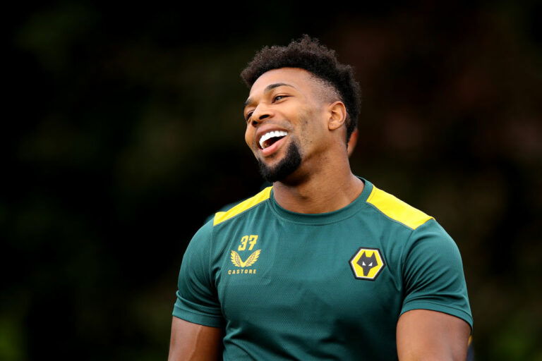 WOLVERHAMPTON, ENGLAND - AUGUST 10: Adama Traore of Wolverhampton Wanderers looks on during a Wolverhampton Wanderers pre-season training session at Sir Jack Hayward Training Ground on August 10, 2021 in Wolverhampton, England. (Photo by Jack Thomas - WWFC/Wolves via Getty Images)