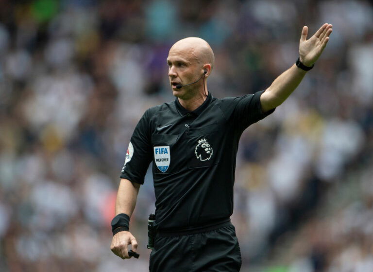 LONDON, ENGLAND - AUGUST 15: Referee Anthony Taylor during the Premier League match between Tottenham Hotspur and Manchester City at Tottenham Hotspur Stadium on August 15, 2021 in London, England. (Photo by Visionhaus/Getty Images)
