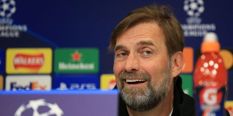 Liverpool's German manager Jurgen Klopp attends a press conference at Anfield Stadium in Liverpool, north west England, on April 26, 2022, on the eve of their UEFA Champions League semi-final first leg football match against Villarreal. (Photo by Lindsey Parnaby / AFP) (Photo by LINDSEY PARNABY/AFP via Getty Images)