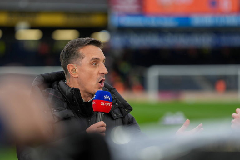 Sky Sports presenter, Gary Neville, ahead of the Premier League match between Luton Town and Everton at Kenilworth Road,