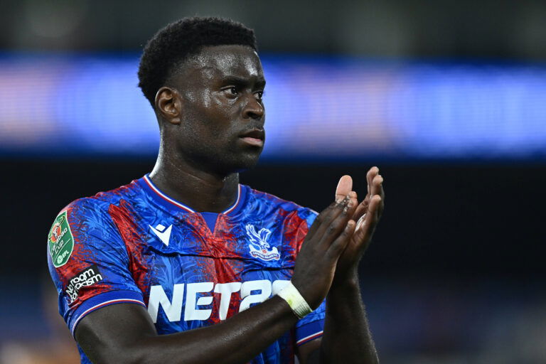 LONDON, ENGLAND - AUGUST 27: Marc Guehi of Crystal Palace during the Carabao Cup Second Round match between Crystal Pala