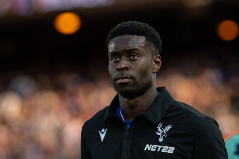 LONDON, ENGLAND - SEPTEMBER 21: Marc Guehi of Crystal Palace looks on during the Premier League match between Crystal Pa