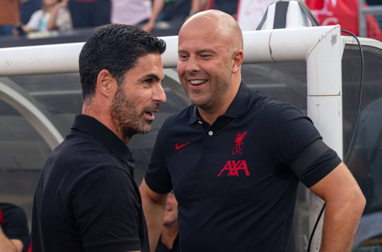 Football - Pre-Season - Liverpool FC v Arsenal FC PHILADELPHIA - Wednesday, July 31, 2024: Liverpool s head coach Arne S