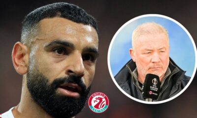 Mohamed Salah looking at Ally McCoist in a circular insert.