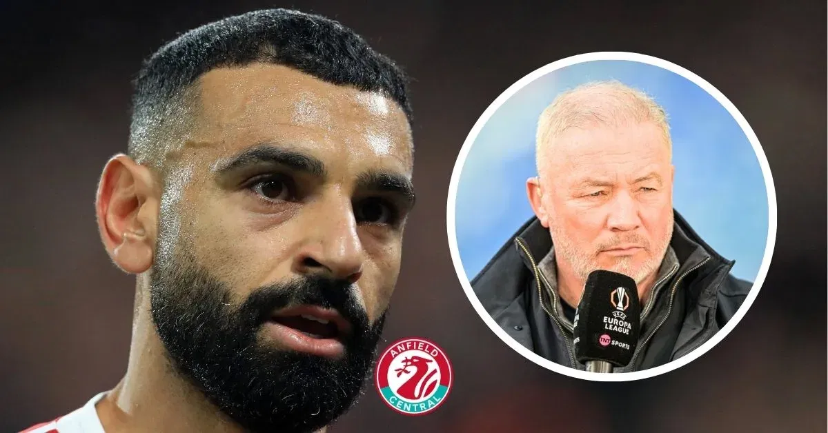 Mohamed Salah looking at Ally McCoist in a circular insert.