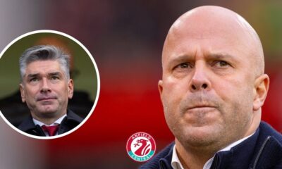 Liverpool manager Arne Slot, Liverpool sporting director Richard Hughes in a circular insert.