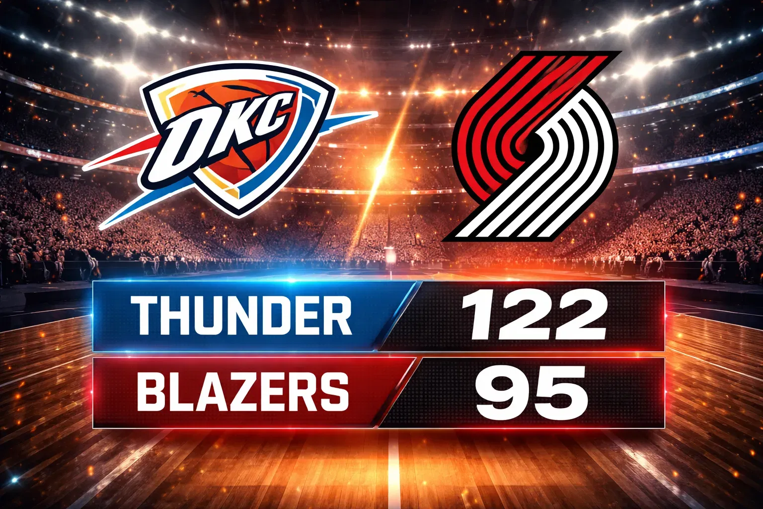 oklahoma city thunder vs portland trail blazers match player stats